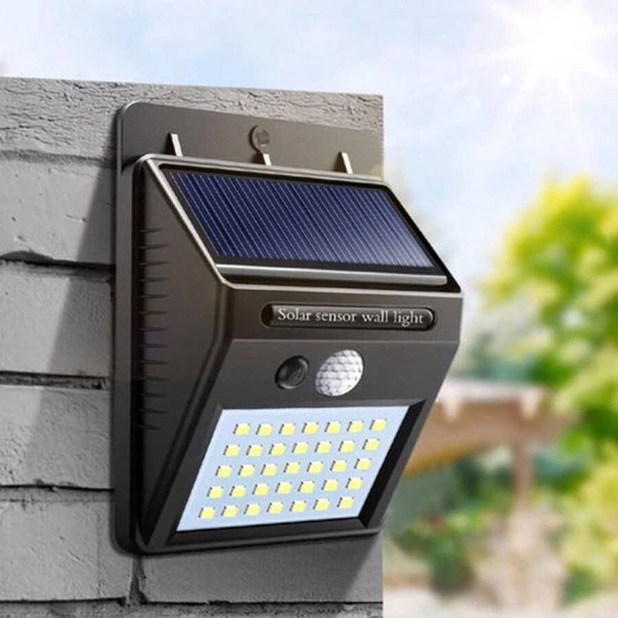 Cahaya 30 wit lichtkleur Solar tuinverlichting op zonne energie Verlichting op zonne-energie -IP65 waterdicht -Buitenverlichting Buitenlamp 3 standen- Bewegingssensor & Nachtsensor Tuinlamp op zonne-energie