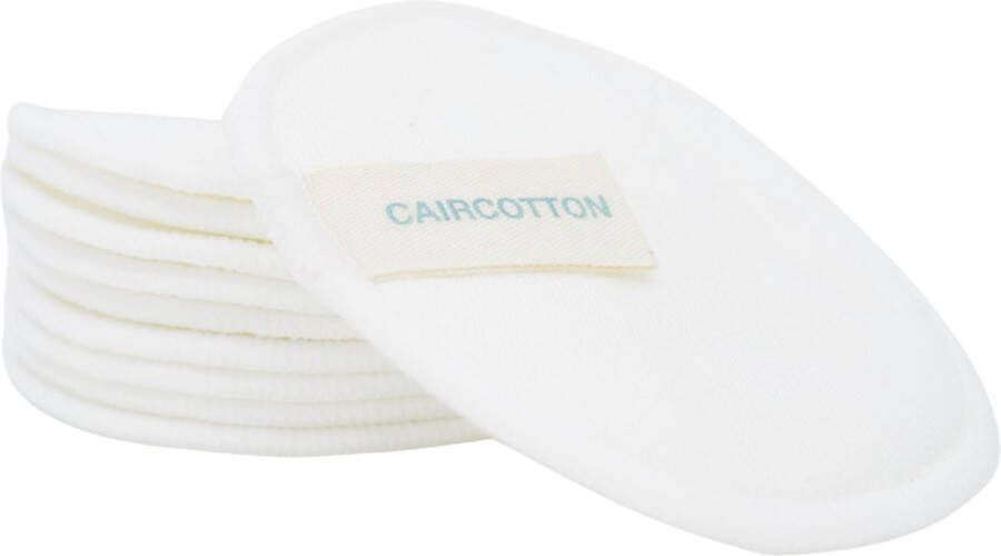 CAIRCOTTON 10 White Cotton Cleansing Pads Reusable + Washing Bag Make-up Remover Skin Cleansing Pads Washable Zachte Wattenschijfjes Herbruikbaar Katoen Inclusief Waszakje voor Wasmachine Bol Soft Cotton Cleansing