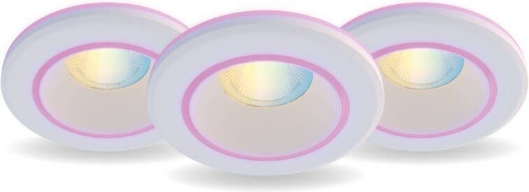 Calex Halo Slimme Inbouwspot Set van 3 stuks Smart Downlight RGB en Warm Wit Licht Wit