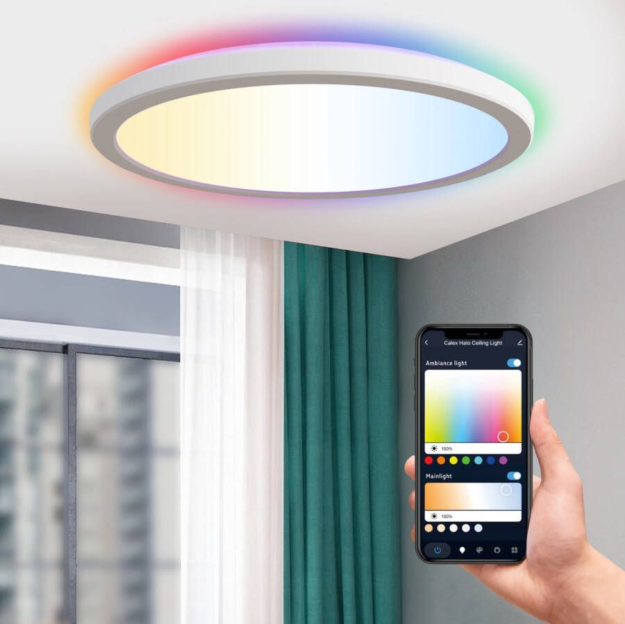 Calex Halo Slimme Plafonnière Smart Plafondlamp 30cm RGB en Warm Wit Licht Wit