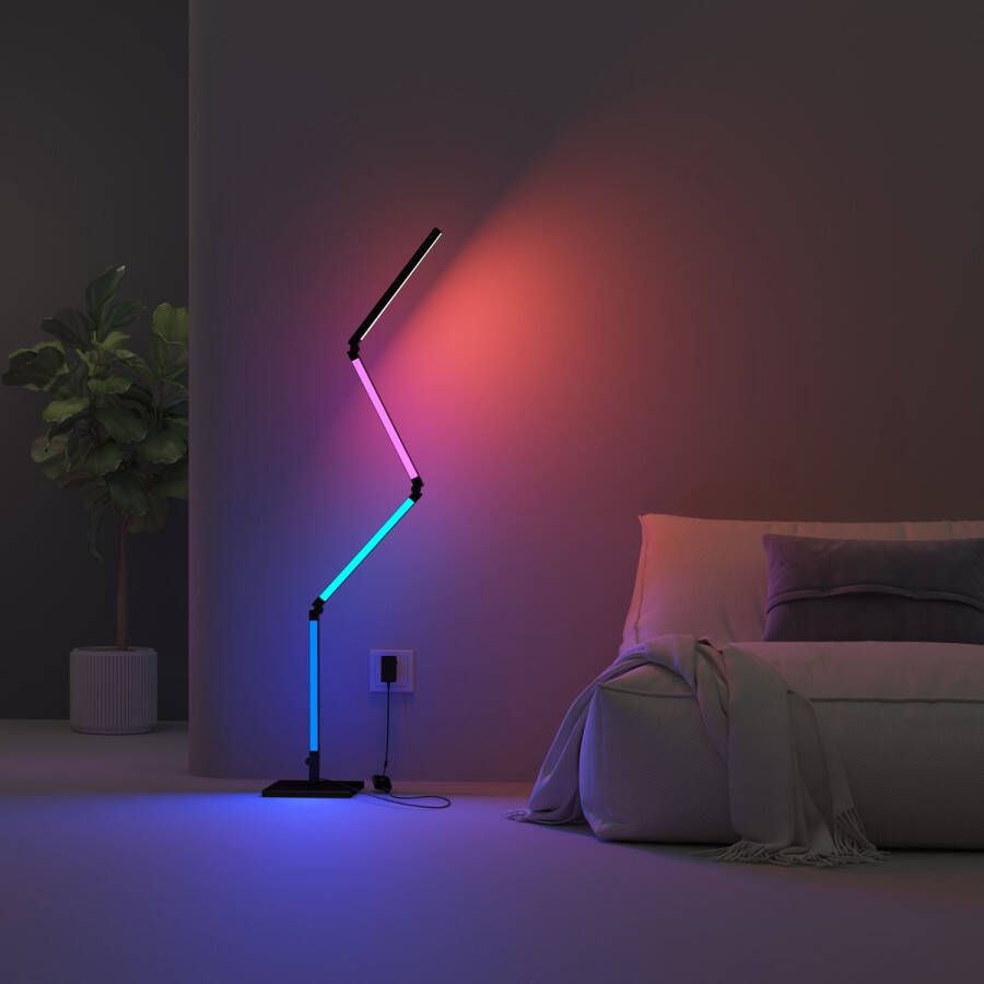 Calex Slimme LED Vloerlamp Multifunctionele WiFi Hoeklamp Staande Lamp Sfeerverlichting RGB en Wit Licht App