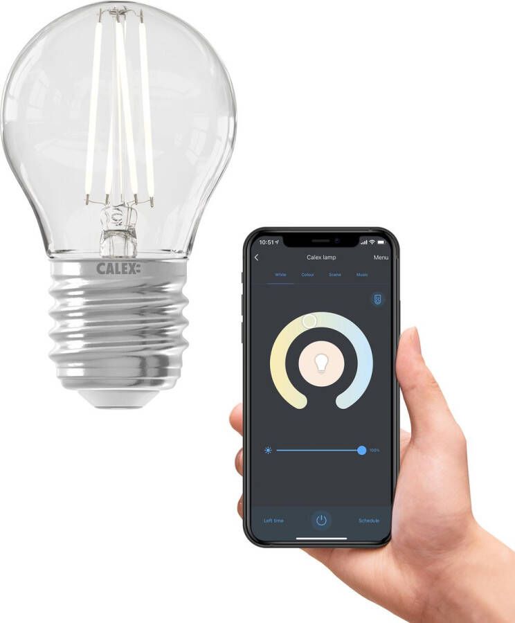 Calex Slimme Lamp Wifi LED Filament Verlichting E27 Smart Lichtbron Helder Dimbaar Warm Wit licht 4 9W