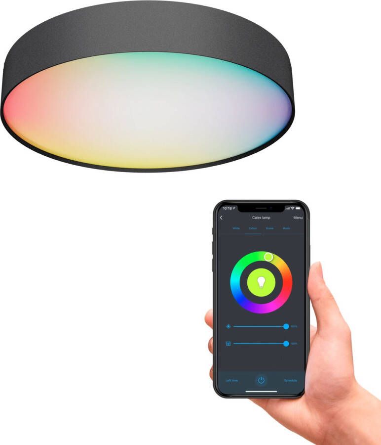 Calex Slimme Plafondlamp Smart Plafonnière 30cm RGB en Warm Wit Zwart