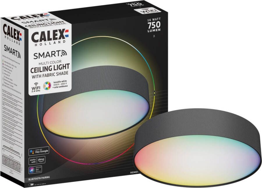 Calex Slimme Plafondlamp Smart Plafonnière 30cm RGB en Warm Wit Zwart