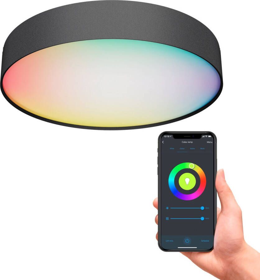 Calex Slimme Plafondlamp Smart Plafonnière 40cm RGB en Warm Wit Zwart