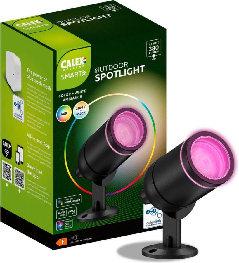 Calex Smart Outdoor LED Buitenlamp Slimme Grondspot RGB en Warm Wit Licht 4W Zwart