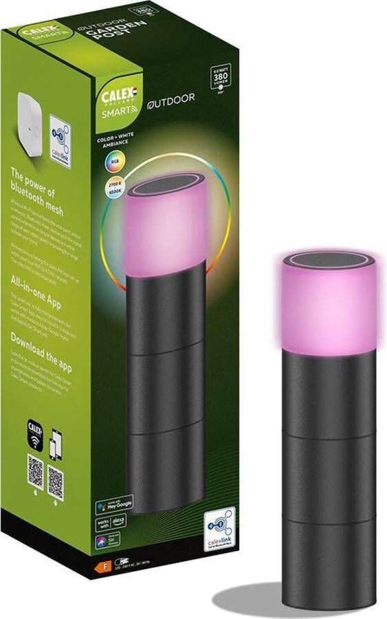 Calex Smart Outdoor LED Buitenlamp Slimme Grondspot Sokkellamp RGB en Warm Wit Licht- 4W Zwart