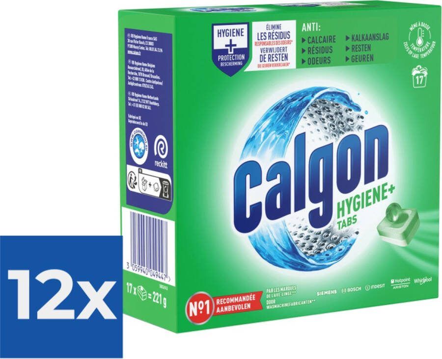 Calgon Wasmiddel tabs Hygiëne+ anti kalk 17 tabs Voordeelverpakking 12 stuks