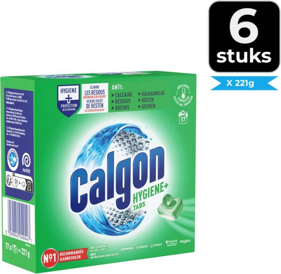 Calgon Wasmiddel tabs Hygiëne+ anti kalk 17 tabs Voordeelverpakking 6 stuks