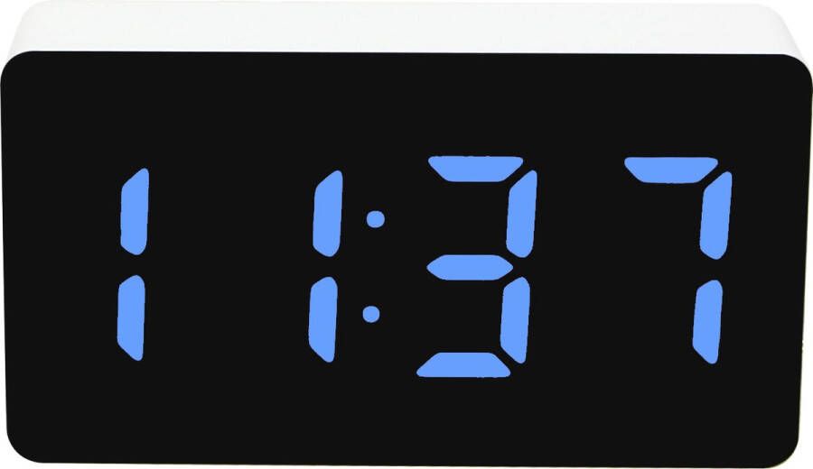 Caliber Kleine Wekker Digitale Klok Geschikt als kinderwekker Slaapkamer Automatisch dimmen 3 Alarmen Blauw Display Wit (HCG01B)