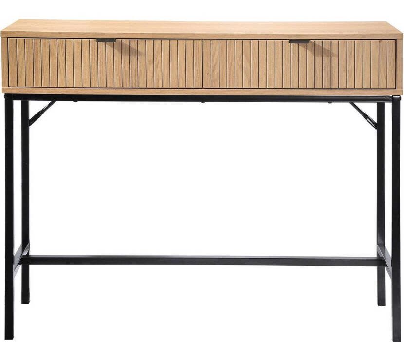 CaliCosy Console 2 Laden Voorkant Met Geribbeld Houten Effect Industriële Stijl L100 x H80 cm