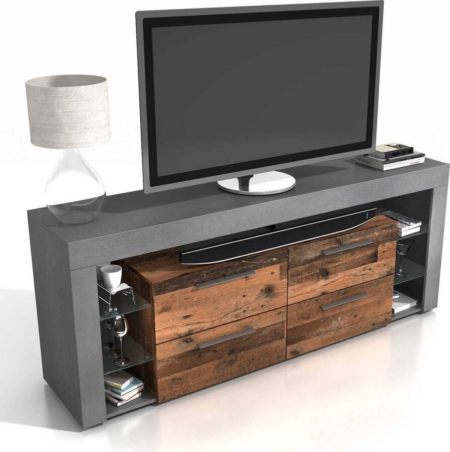 CaliCosy FMD- TV Meubel Tv-meubel Vidi 180cm Bruin; Antraciet