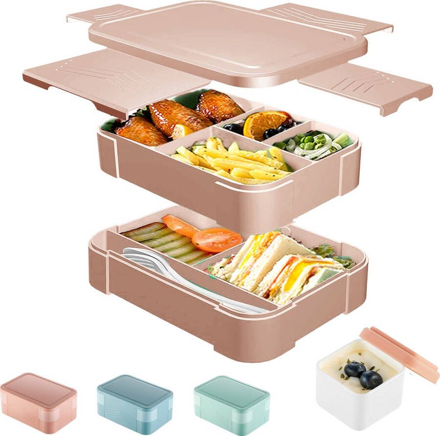 Caliyo Lunchbox Lunchboxen Lunchbox Met Vakjes Lunchbox Volwassenen Kinderen Microgolfoven Veilig Vaatwasser en Diepvries Bestendig