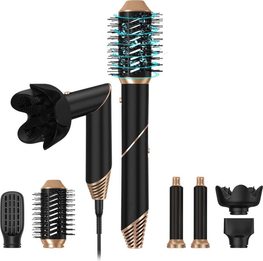 CallmPlace Hot air Styler Multistyler 6-in-1 Föhn Airstyler Krultang 6-in-1 Föhnborstel Stijltang Multifunctionele Hairstyler Haarstyler
