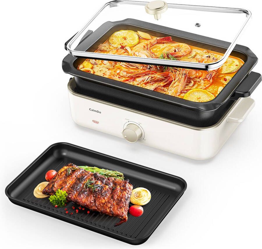 CalmDo All Items 4 you Multifunctional Skillet & Grill Combo Soep Fondue Grillen Bakken 1400W Bakplaat