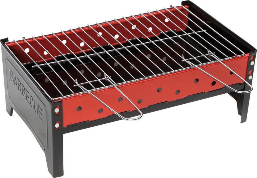 Camp-Gear Barbecue Compact Houtskool Zwart rood