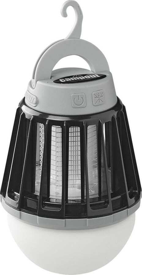 Campout Camping- Tafellamp & Insectenlamp 2 in 1 Ø 9 cm Oplaadbaar – Kampeerlamp Lantaarn Tent Instelbaar lichtniveau Draadloos Spatwaterdicht Inclusief Insectenverdelger Draagtas Ophanghaakje USB-kabel en Batterij