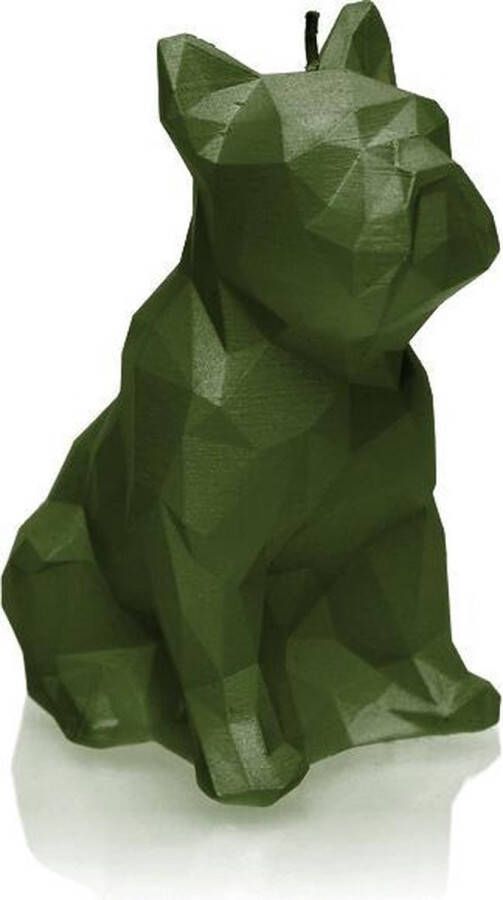 Candellana Donkergroen gelakte figuurkaars design: Bulldog Poly Hoogte 15 cm (24 uur)