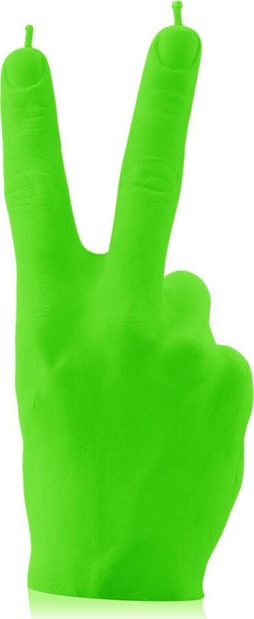 Candellana Fluorescerend Groene gelakte figuurkaars design: Hand Peace Hoogte 21 cm (30 uur)