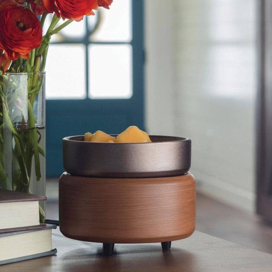 Candle Warmers elektrische geurbrander PEWTER WALNUT 2 in 1