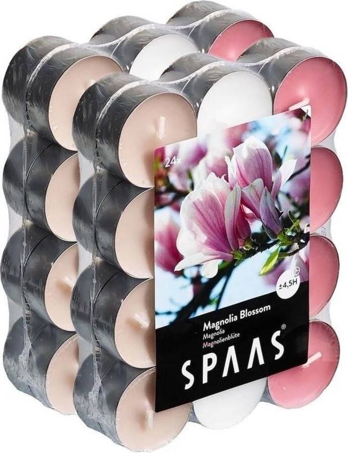 Candles by Spaas 48x Geurtheelichtjes Magnolia Blossom 4 5 branduren Geurkaarsen magnolia bloesem geur Waxinelichtjes