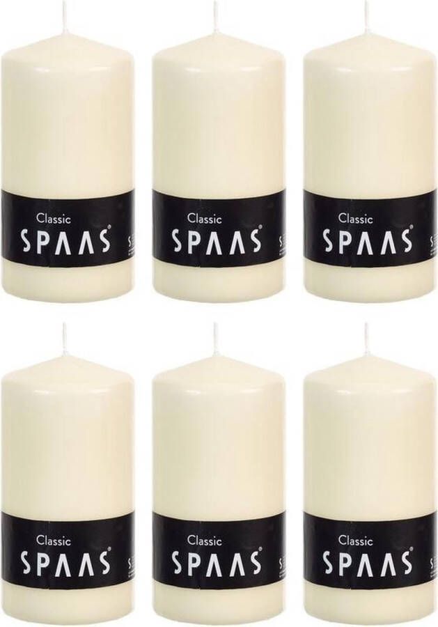 Candles by Spaas 6x Ivoor cilinderkaarsen stompkaarsen 6 x 10 cm 25 branduren Geurloze kaarsen Woondecoraties