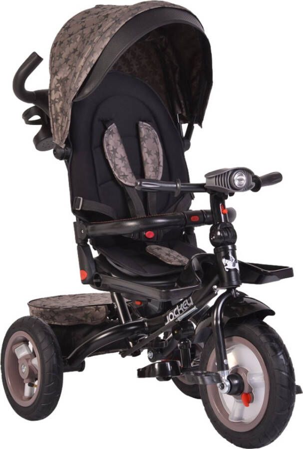 Cangaroo Jockey Trike Beige Stars Driewieler met Duwstang en Zonnekap