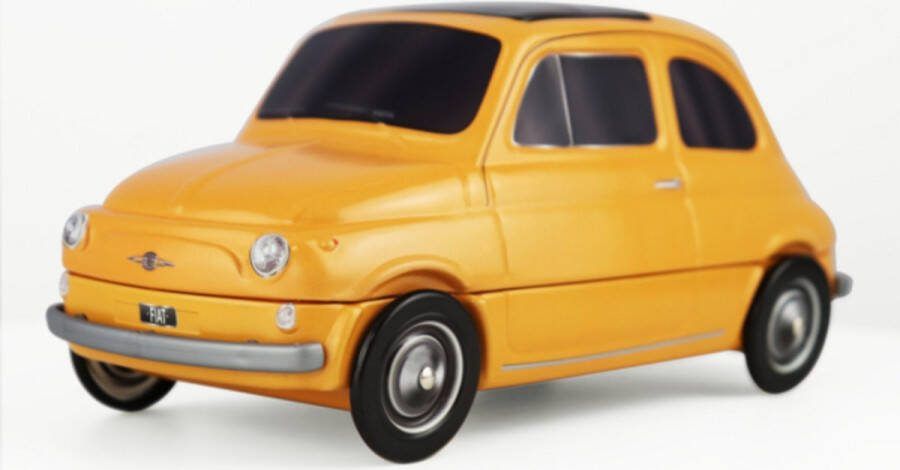 Cannoli Box Fiat 500 Koekblik met 5 cannoli Bewaarblik Koekjestrommel Geel