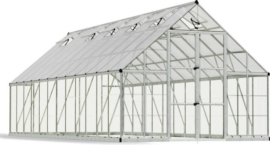 Canopia Balance Hybride Tuinkas Kweekkas Broeikas Polycarbonaat Hoge Kwaliteit Eenvoudige installatie Zilver 724X304X257 cm