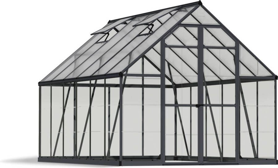 Canopia Balance Hybride Tuinkas Kweekkas Broeikas Polycarbonaat Hoge Kwaliteit Eenvoudige installatie Grijs 367X244x229 cm
