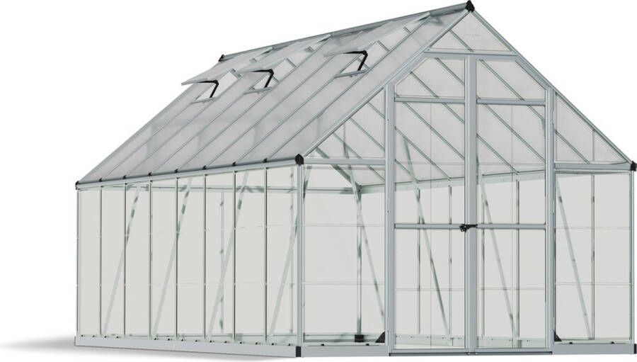 Canopia Balance Hybride Tuinkas Kweekkas Broeikas Polycarbonaat Hoge Kwaliteit Eenvoudige installatie Zilver 487X244X229 cm