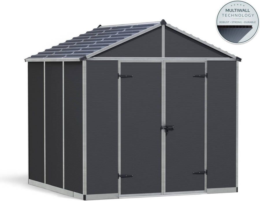 Canopia Rubicon Tuinhuis Tuinschuur Ultra Duurzaam Polycarbonaat Grijs 229X237X235 cm