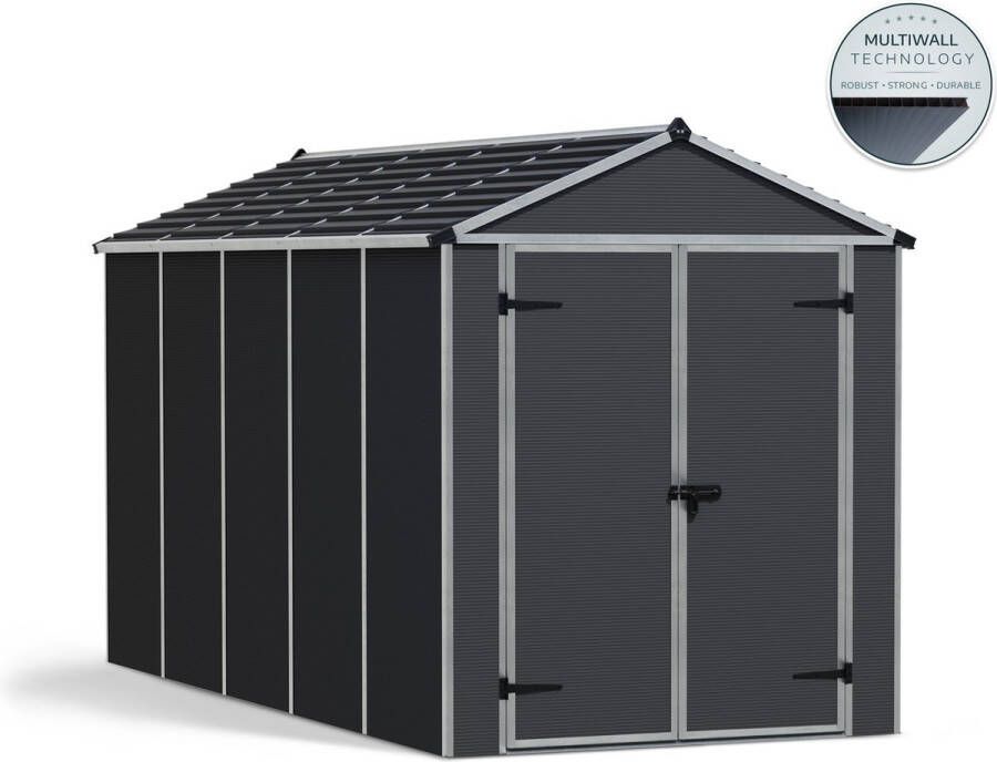 Canopia Rubicon Tuinhuis Tuinschuur Ultra Duurzaam Polycarbonaat Grijs 378X185X217 cm