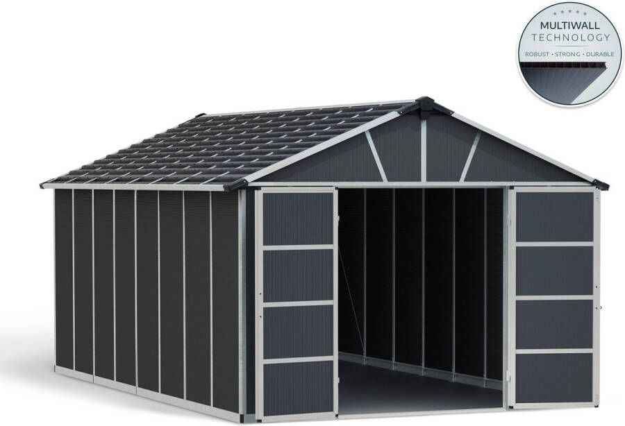 Canopia Yukon Tuinhuis met vloer Tuinschuur Ultra Duurzaam Polycarbonaat Grijs 519X332X252 cm