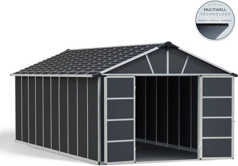 Canopia Yukon Tuinhuis met vloer Tuinschuur Ultra Duurzaam Polycarbonaat Grijs 643X332X252 cm