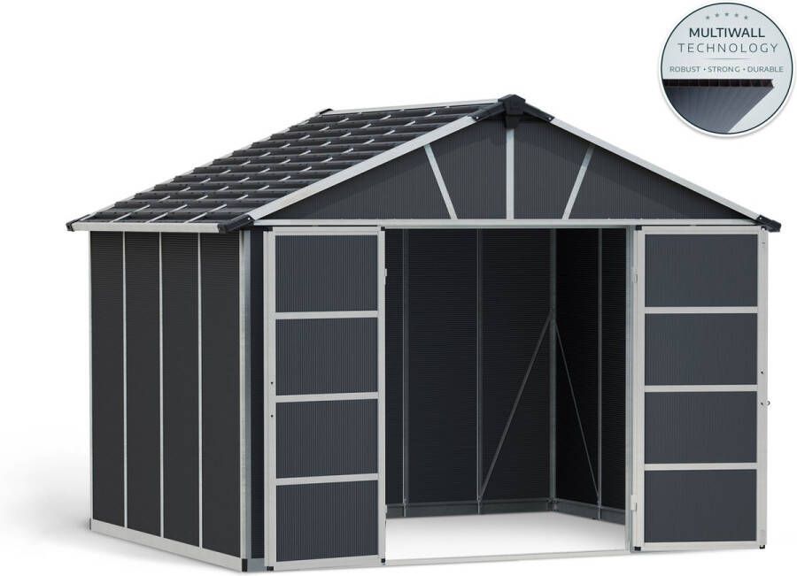 Canopia Yukon Tuinhuis Tuinschuur Ultra Duurzaam Polycarbonaat Grijs 271X332X252 cm