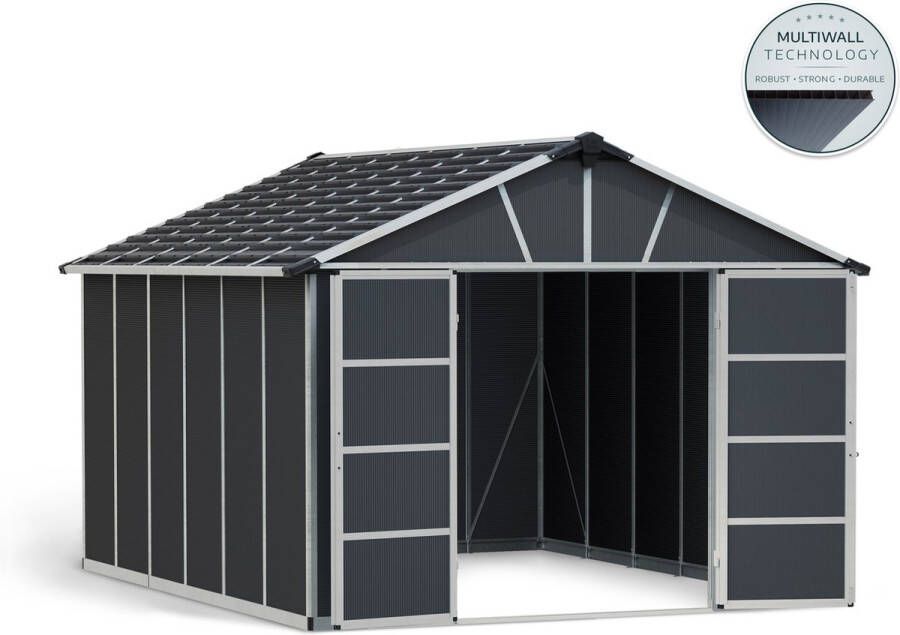 Canopia Yukon Tuinhuis Tuinschuur Ultra Duurzaam Polycarbonaat Grijs 395X332X252