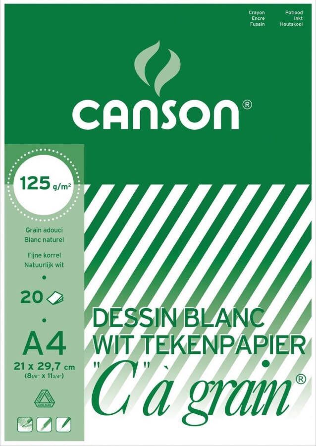 Canson 12x tekenblok C grain 125 g m 21x29 7cm (A4)