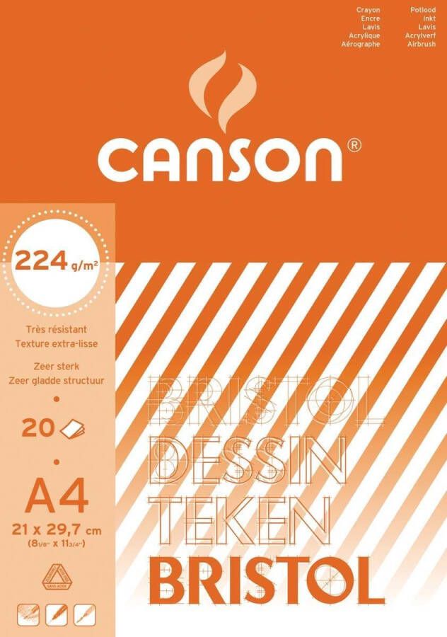 Canson 6x tekenblok Bristol 21x29 7cm (A4)