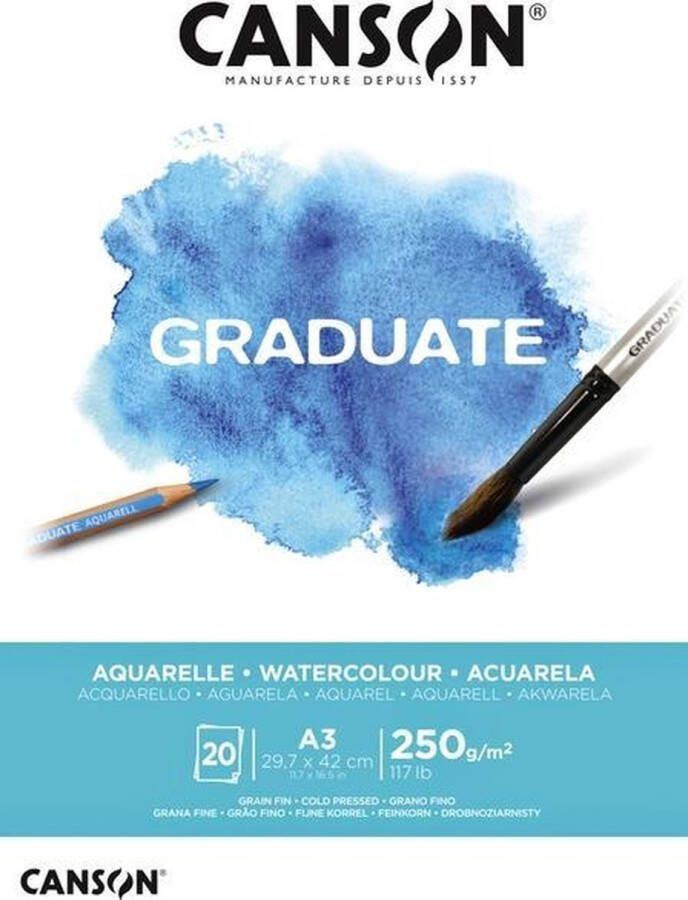 Canson Aquarelblok Graduate A3 250gr 20vel