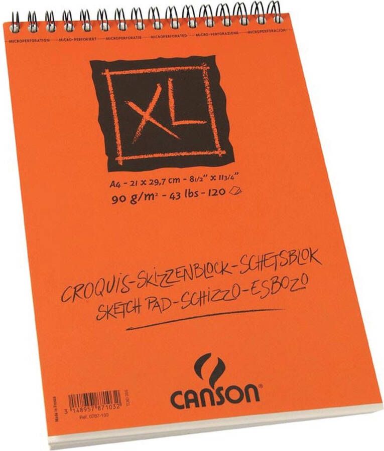 Canson Schetsblok XL Croquuis A4 90gr spiraal 120vel