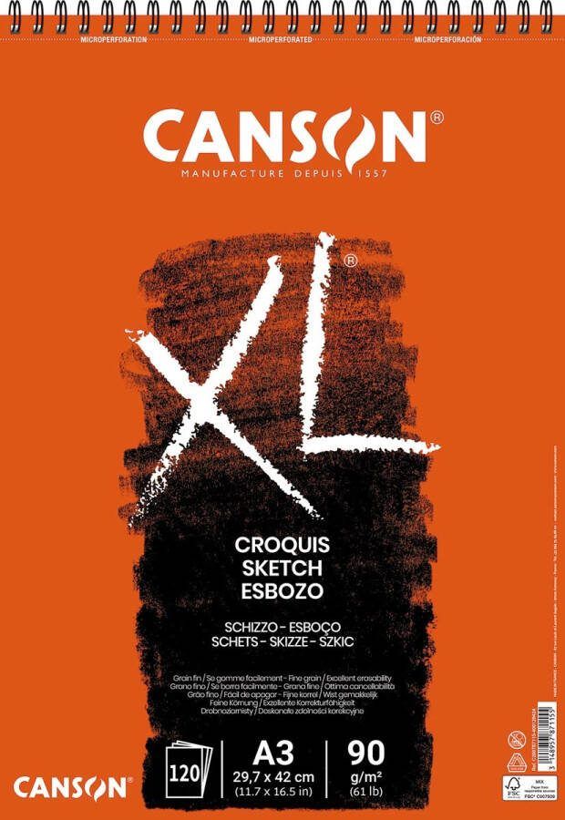 Canson schetsblok XL ft 29 7 x 42 cm (A3) blok van 120 blad