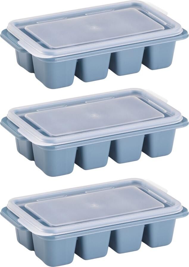 Cansway Mini Ijsblokjesvorm Set 3 Delig Met Deksel Praktisch Gebruiksvriendelijk 24 Ijsklontjes BPA Free Kunststof 4 Kleuren Vierkanten IJsblokjes Zomer Cocktails Smoothies Sapjes BBQ Stapelbaar