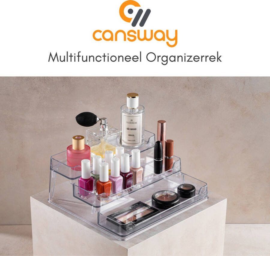 Cansway Multifunctioneel Drielaags Organizerrek BPA-vrij Transparant Kantoorartikelen Cosmetica Kruiden Hobbybenodigdheden Parfums Drielaags