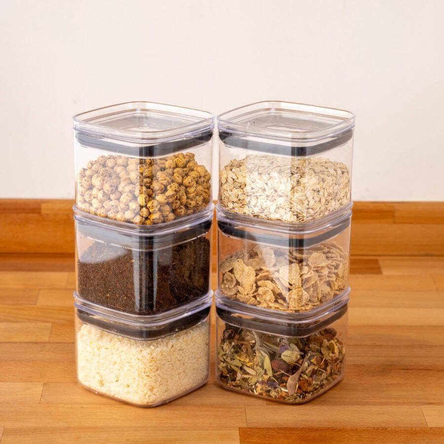 Cansway Voorraadpotten Set 700 ML 3 Delig Met Luchtdichte Deksel Vershoudbakjes Opbergpotten Snoeppotten Keukenaccesoires Praktisch BPA Free