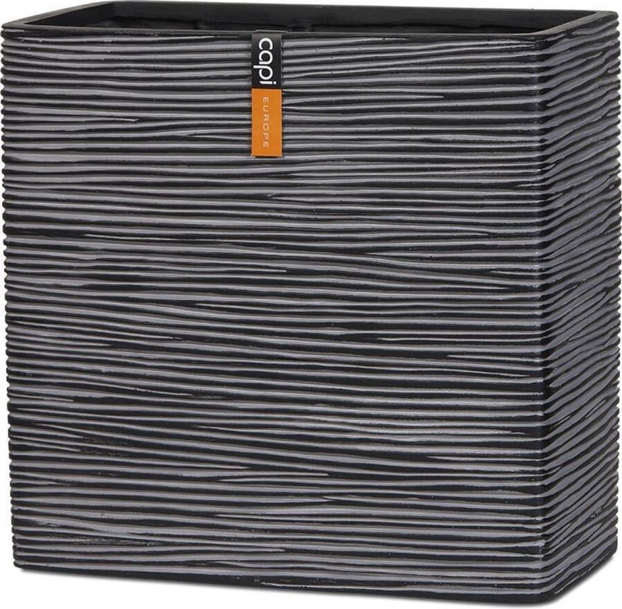 Capi europe Capi Nature Rib 31x16x29cm rechthoekige plantenbak antraciet