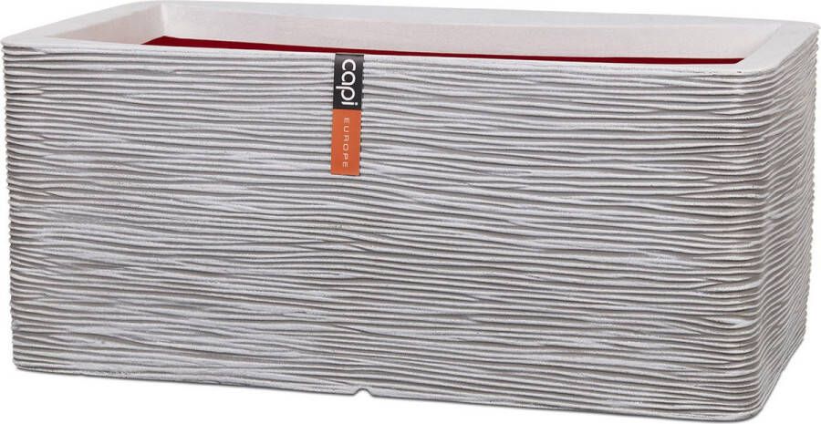 Capi Europe Bloembak rechthoek Rib NL 73x39x32 Ivoor Opening Ø31 Bloempot voor binnen en buiten Levenslang garantie Breukbestendig 100% Recyclebaar CO2 Neutraal geproduceerd KOFI963