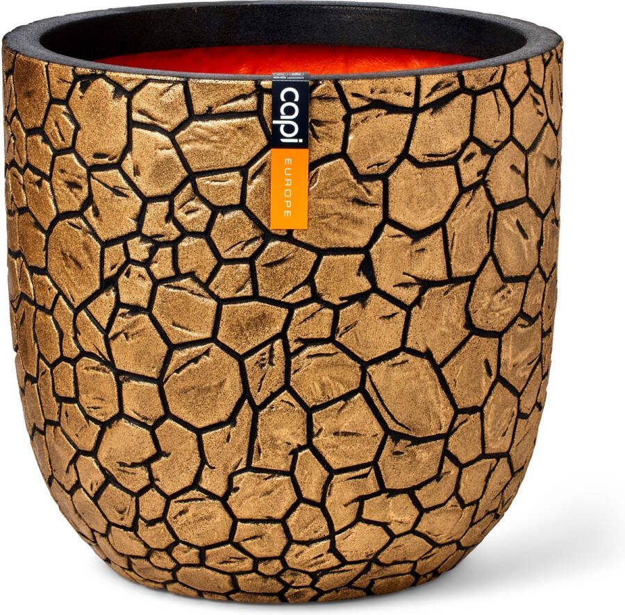 Capi Europe Bloempot bol Clay NL 43x41 Goud Opening Ø35 Bloempot voor binnen en buiten Levenslang garantie Breukbestendig 100% Recyclebaar CO2 Neutraal geproduceerd KGBC933