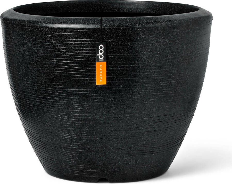 Capi Europe Bloempot bol Arc Granite 60x48 Zwart Bloempot Voor binnen en buiten Beschikbaar in XL formaten Breukbestendig 100% Recyclebaar Levenslang garantie NBLS8033