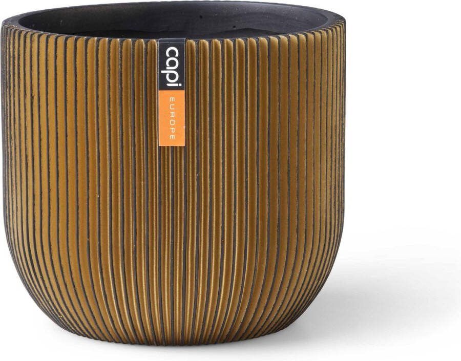 Capi Europe Bloempot bol Groove Black & Gold 14x13 Goud Opening Ø11.9 Bloempot voor binnen 5 jaar garantie BGVGB132
